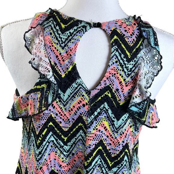 Ava & Yelly Crochet Mini Dress Teen Size 14 Multi Color Geometric Pattern Tunic - Picture 5 of 10